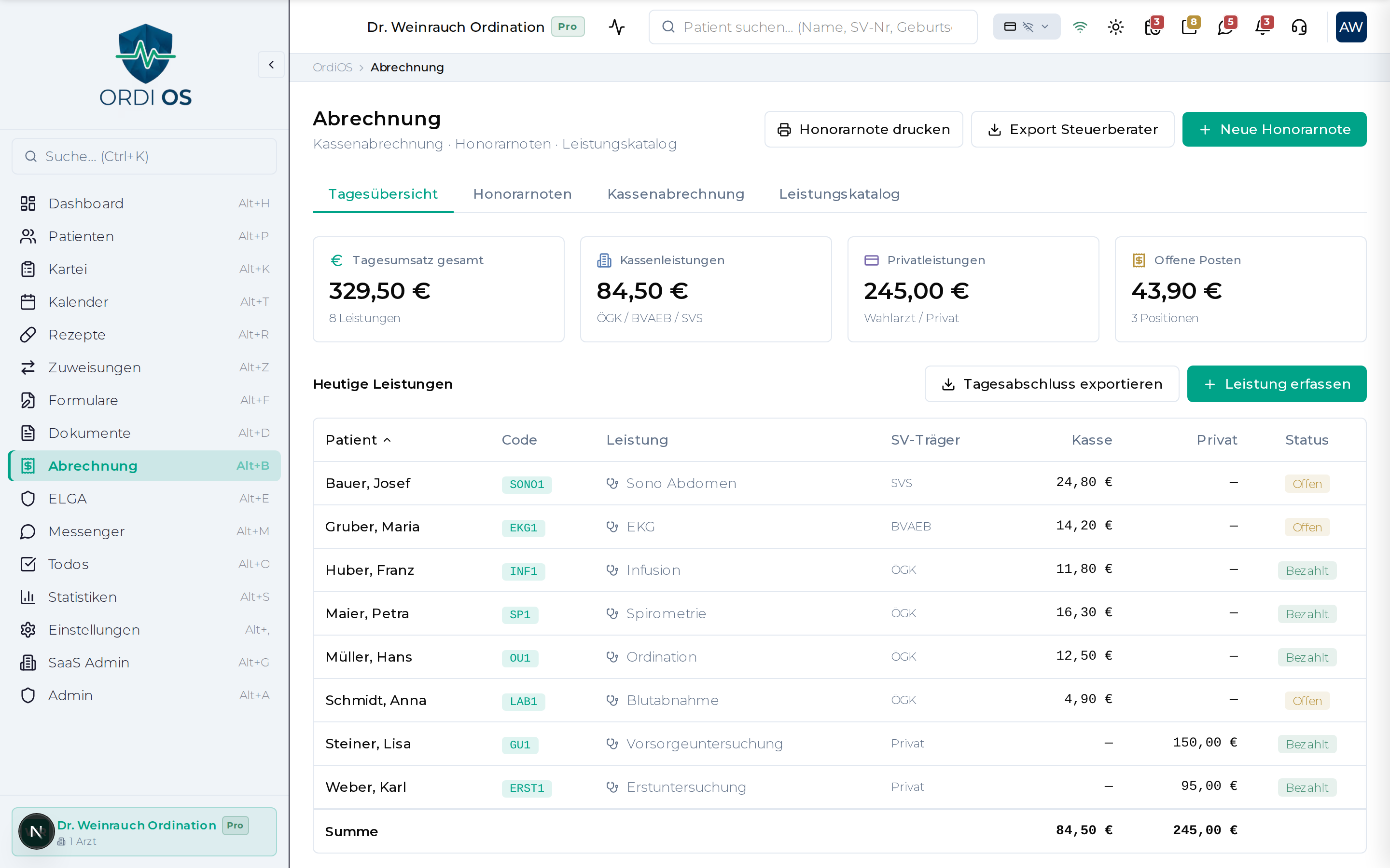 OrdiOS Abrechnung