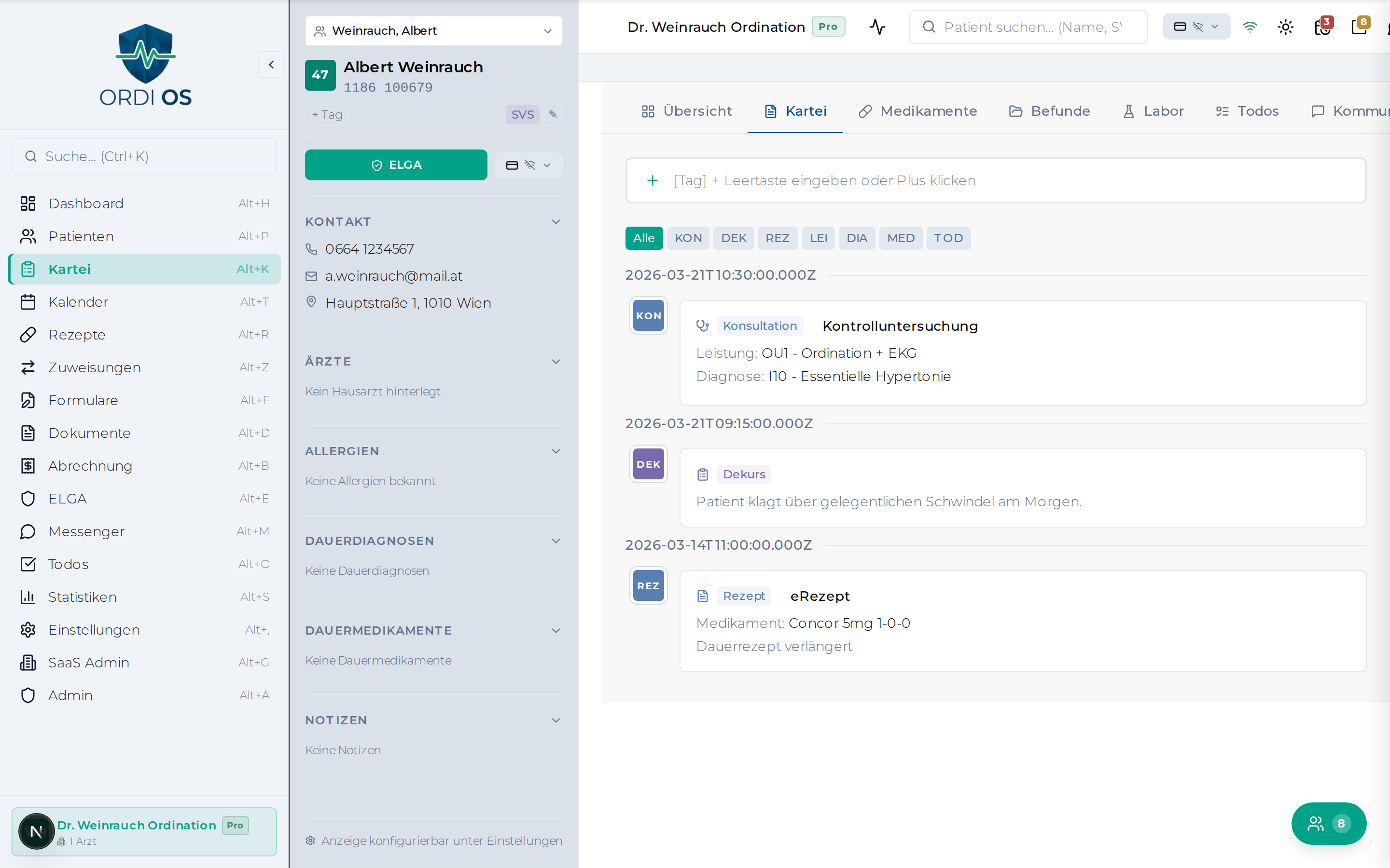 OrdiOS Patientenkartei